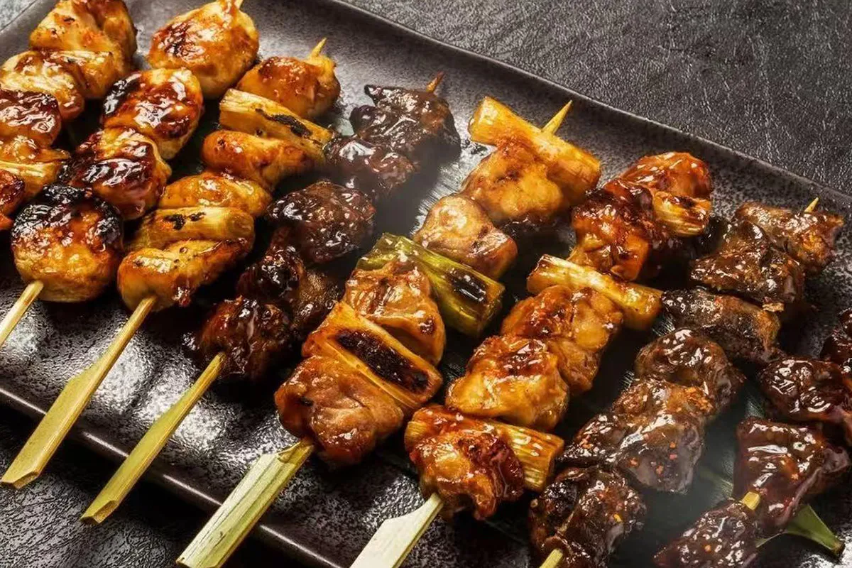 Assorted yakitori meat skewers at Kinya, a Japanese Restaurant in Gainesville